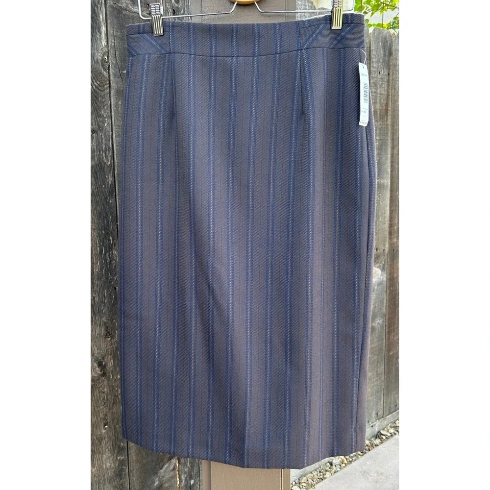 Pendleton Womens 10 Virgin Wool Pencil Skirt Brown Stripe Made in USA NWT